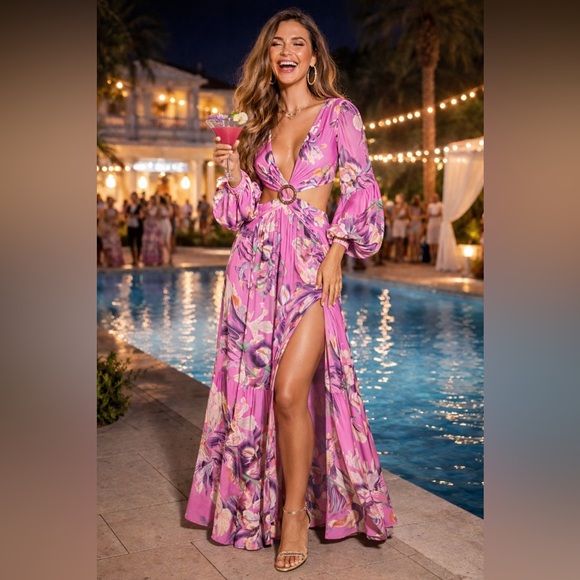 PatBO Dresses & Skirts - PatBo cutout maxi dress fuchsia